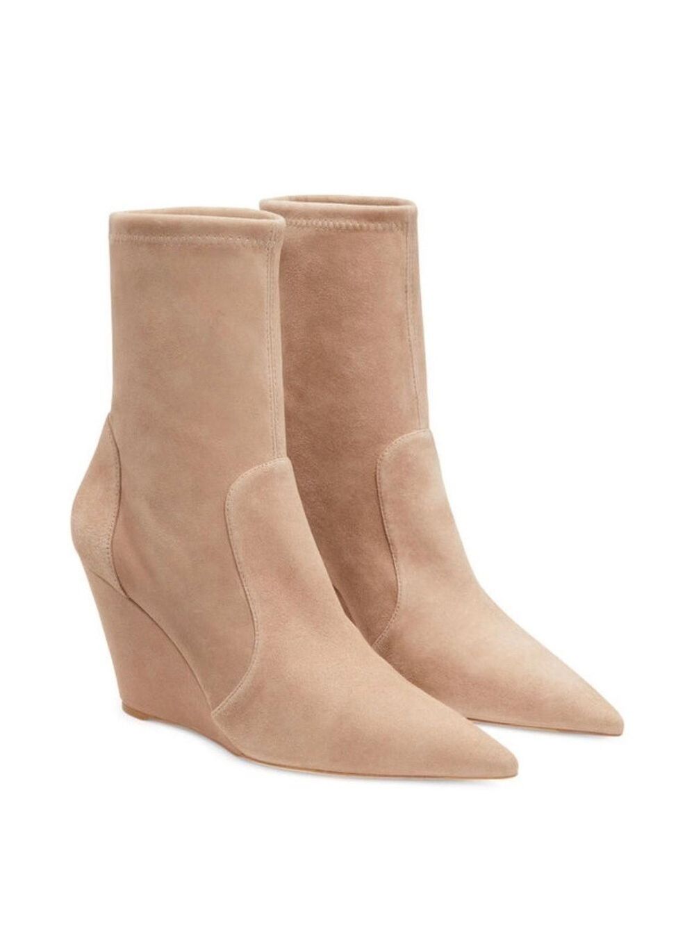 Stuart Weitzman Wedge 85 Sock Bootie in Cashmere Suede Stretch - NWT